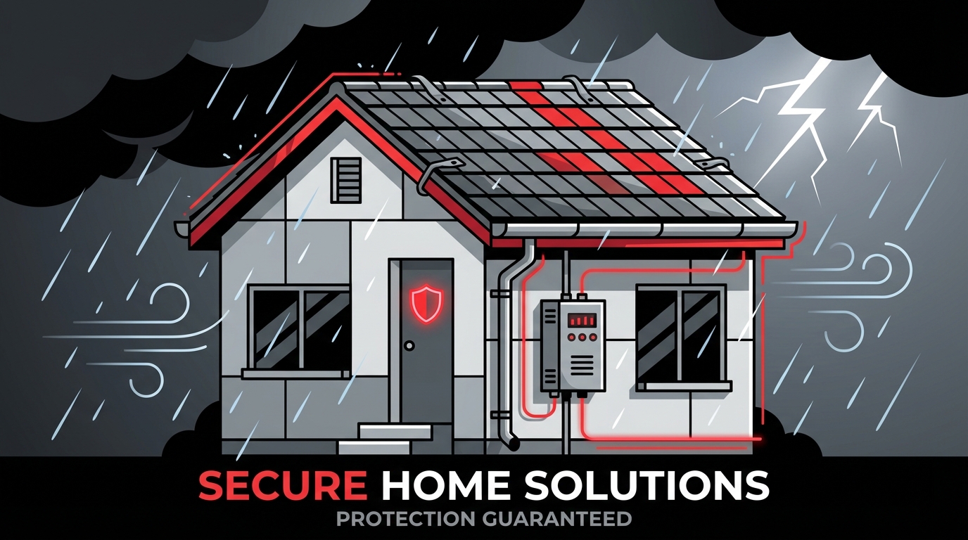 Storm preparation Sydney home with protected roof and drainage systems during severe weather