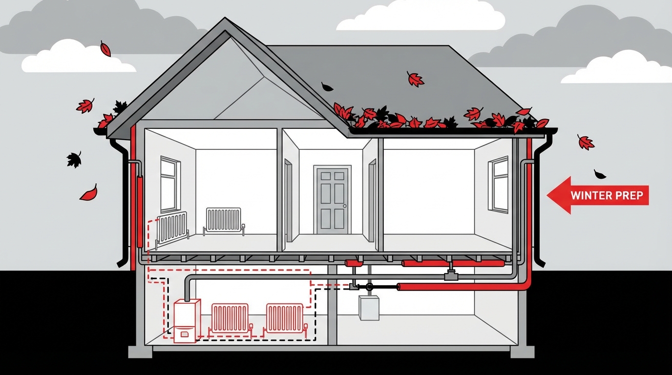 illustration of an Australian home with winter home preparation