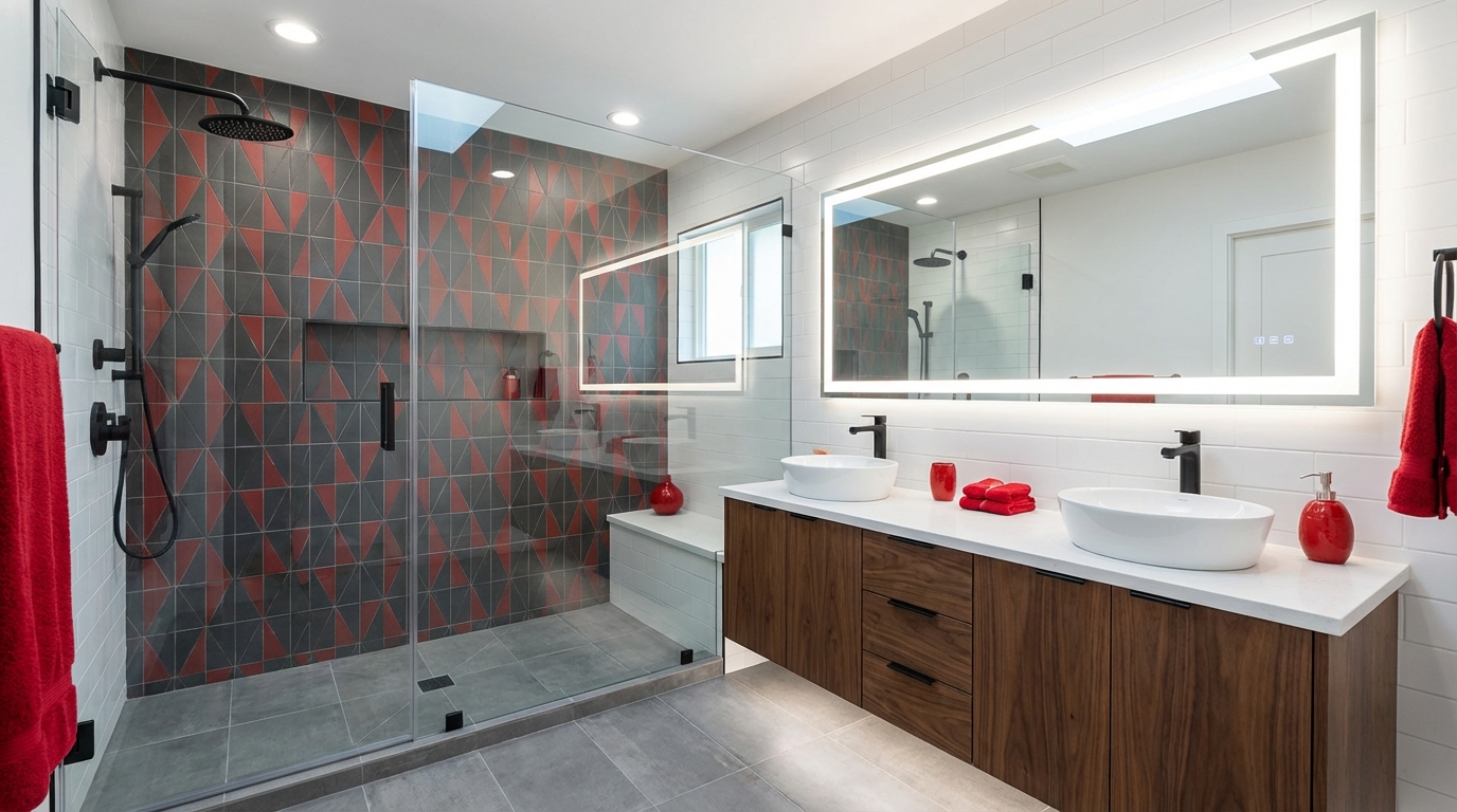 Modern renovated bathroom in Sydney home featuring contemporary fixtures and premium finishes showing bathroom renovation costs Sydney 2026