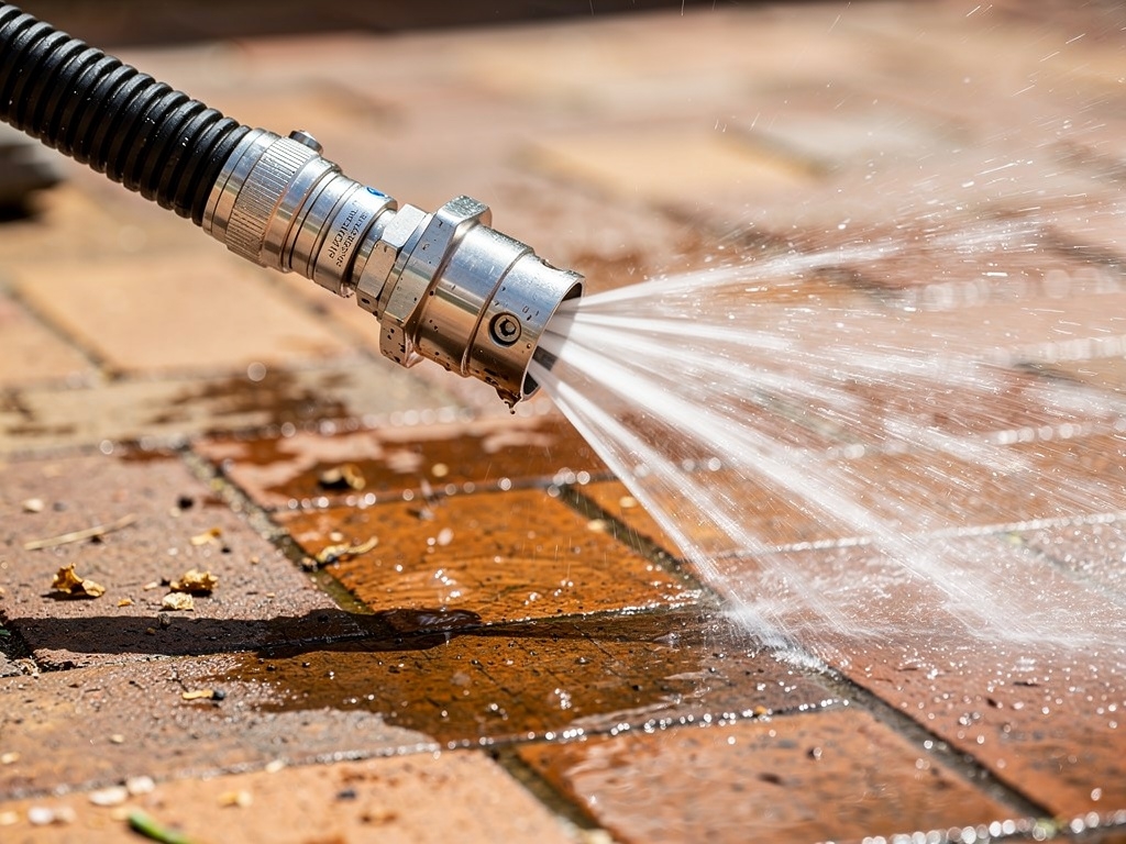 Hydro jetting drain cleaning on Australian brick paving